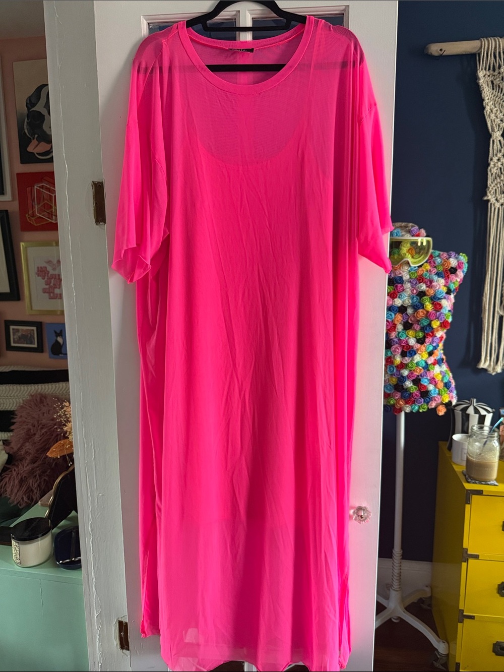 Dressed in LALA Neon Hot Pink Midi Dress